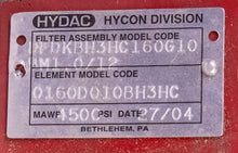Load image into Gallery viewer, Hydac DFDKBH3HC160G10 0160D010BH3HC Filter Assembly