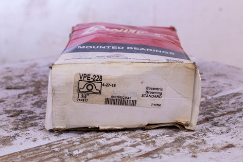 BROWNING BEARING VPE-228 Two Bolt Pillow Block Bearing, 1.75 Inch Diameter,