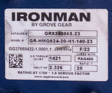 Load image into Gallery viewer, Ironman GR8240565.23 Right Angle Single Reduction Worm Gear Reducer GR-HMQ824-20
