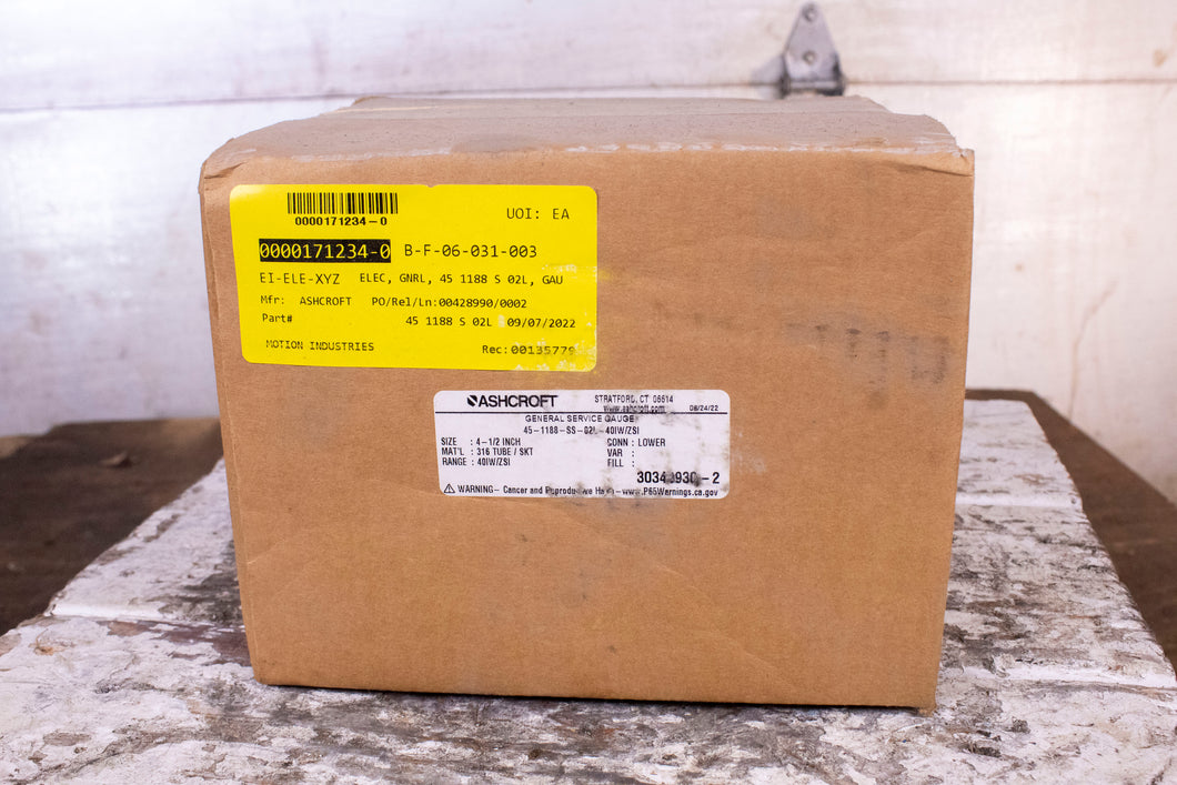 ASHCROFT GENERAL SERVICE GAUGE 45-1188-SS-02L 401W/ZSI