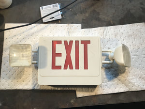 SKYU2RW Combo Exit Sign Skyline Lighting Red Letters Double Face White Housing