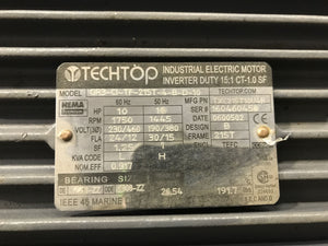 Techtop Industrial Electric Motor GR3-CI-TF-215T-4-B-D-10 TXC215T10U4B TEFC