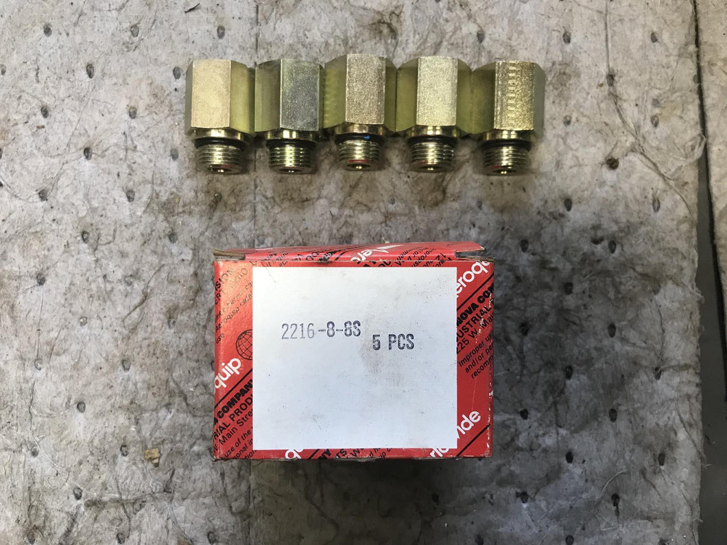 Aeroquip Eaton Hydraulic Hose Adapter, Male O 2216-8-8S box of 5