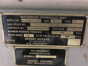 vickers Waterbury hydraulic unit Size 15A Type HD n00104-79G-0222-0057 83969-c