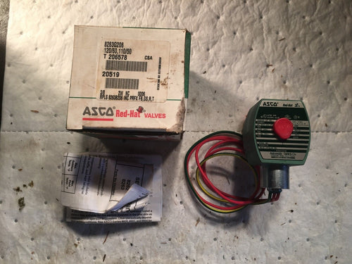 ASCO 8263G206 100 PSI 110 120 V 3/8 Red Hat Solenoid Valve