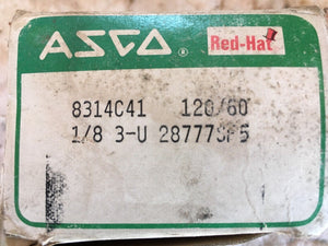 ASCO RED-HAT Solonoid Valve 8314C41 120/60 1/8" 30-60 HERTZ 110 VOLTS