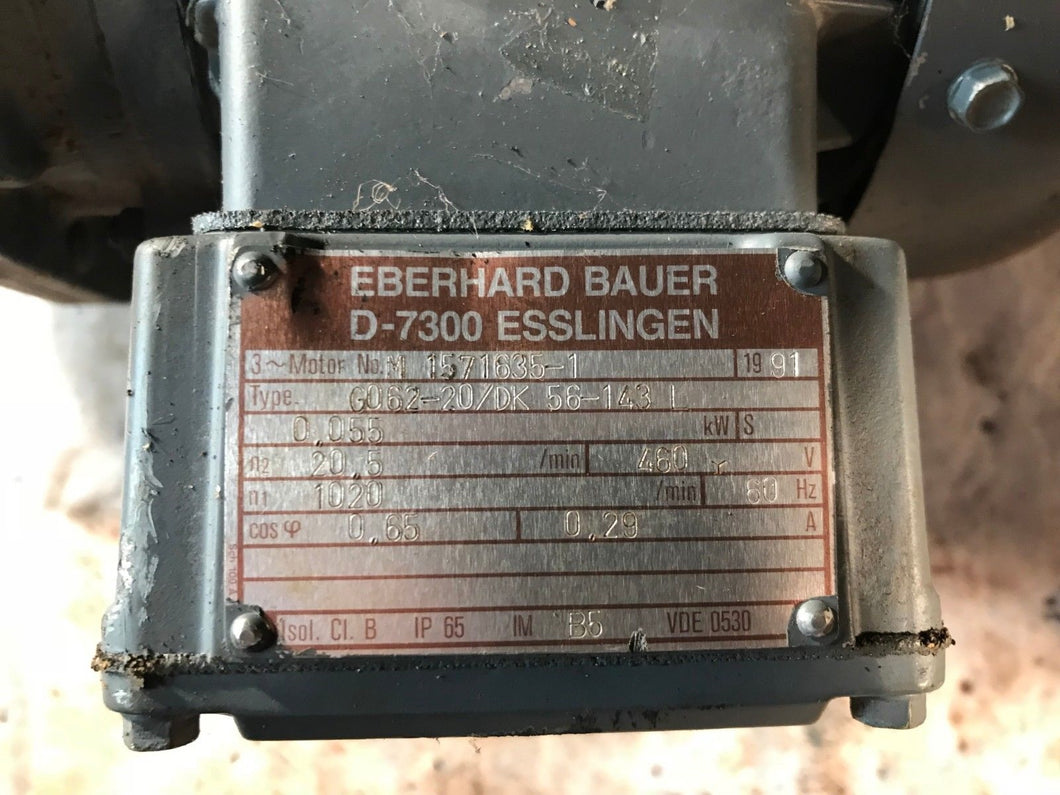bauer gear motor gmbh esslingen Eberhard Bauer D-7300 Esslingen G062-20 DK 56-143 L GEARBOX/MOTOR – Hydraulic Junkyard