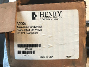 HENRY 320G 1/2" FPT AMMONIA HANDWHEEL GLOBE SHUT-OFF VALVE