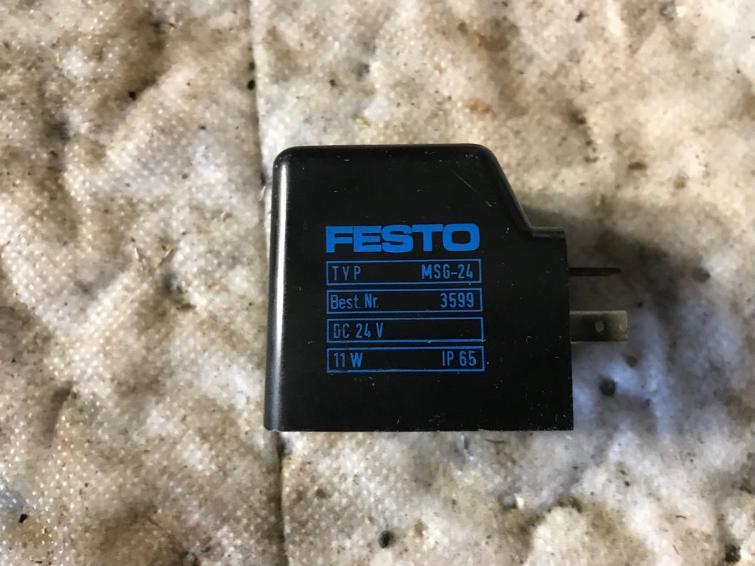 FESTO MSG-24 3599 24V DC 11W IPOO/65 SOLENOID COIL & CONNECTOR