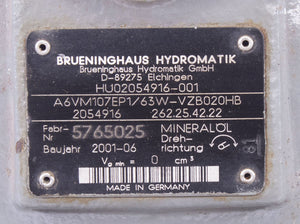 Rexroth Axial Hydraulic Motor A6VM107EP1/63W-VZB020HB Brueninghaus Hydromatik