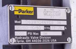 Parker D63W1C4NYC5 36 Directional Valve