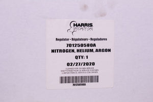 HARRIS SPECIALTY GAS 701250580A Regulator NITROGEN, HELIUM, ARGON