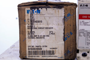 EATON CUTLER HAMMER EHD3015 EHD Circuit Breaker 15 Amp 3 Pole 6638C90G84