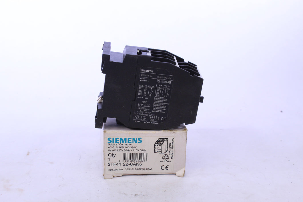 Siemens 3TF41 22-0AK6 Contactor 3TF4122-0AK6