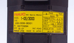 Fanuc A06B-0309-B001 AC Motor 1-OS/3000 with 2000P A290-0521-V541 Pulse Coder