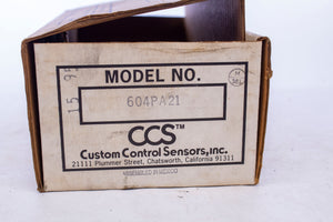 Custom Control Sensors 604PA21 Pressure Switch 15AMP 125-480VAC 7500PSIG