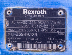 Rexroth Hydraulic Pump R902536761 AL A4VSO 355 DS2S0 / 30W - PZB25T031Z-SO 19
