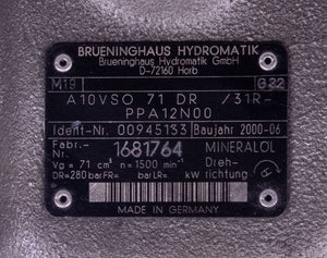 Rexroth 00945133 Hydraulic Pump A10VSO 71 DR / 31R PPA12N00 Brueninghaus Hydroma