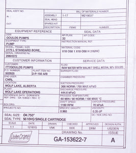 M218037 Seal Assembly for Goulds Pump by John Crane